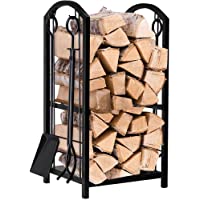 Los mejores  - Amagabeli Estante para leña de Chimenea Estante de registro de Chimenea con 4 Herramientas de Chimenea 70x40x30cm…